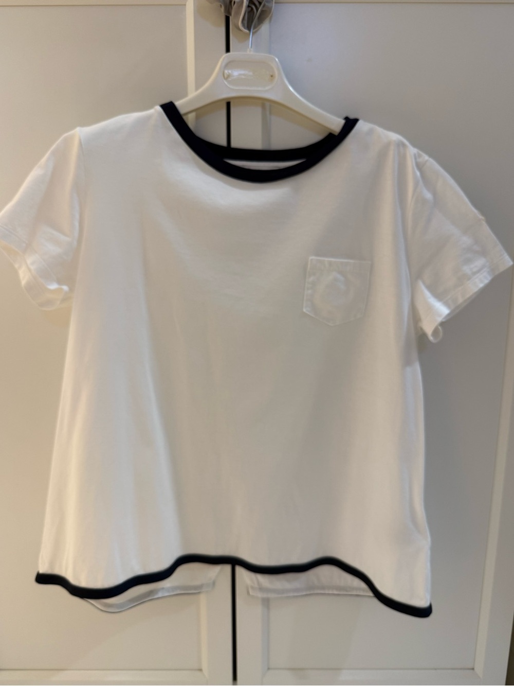Moncler White Short-Sleeve Tee with Black Trim